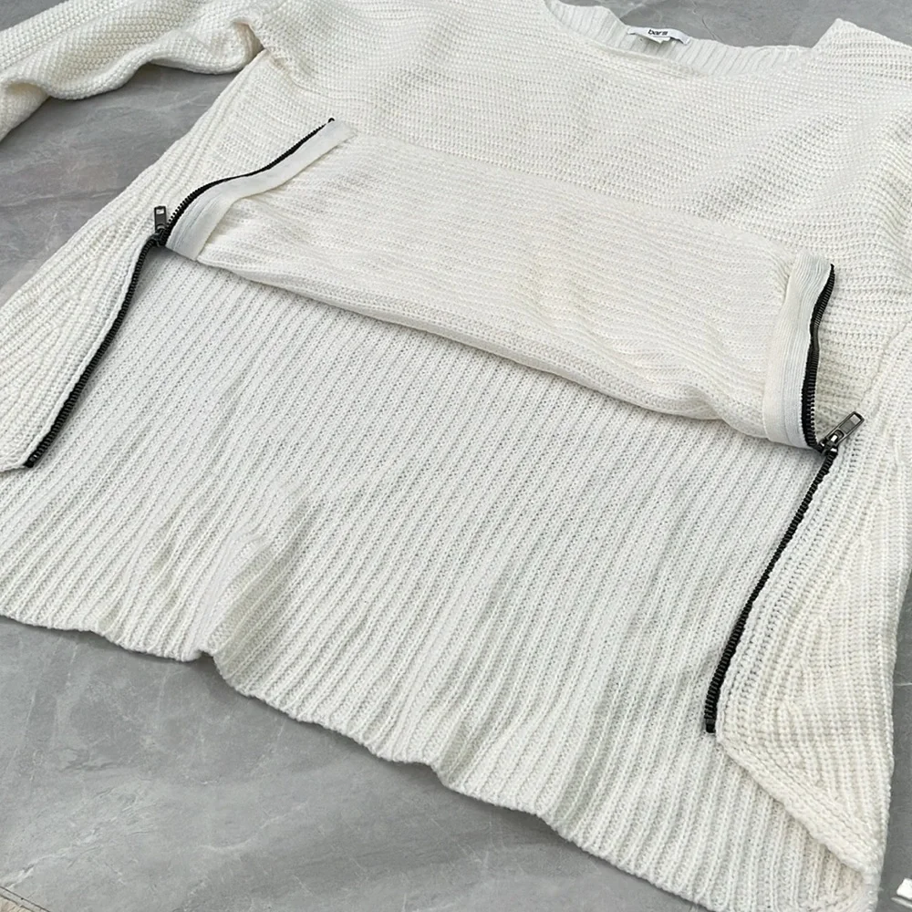 Women's Bar III Knit Zipper High Low Long Sleeve Sweater Large - Picture 7 of 13
